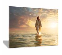 HUYEEI Boutique Stampe e Quadri su Tela Religiosi Luce dell'acqua Gesù Poster Moderni per la decorazione della casa Regali di compleanno(bianco132)-40x60cm Incorniciato