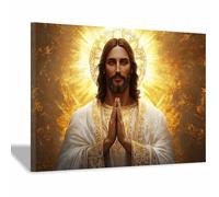 HUYEEI Boutique Stampe e Quadri su Tela Religiosi Preghiera dell'Icona Gesù Poster Moderni per la decorazione della casa Regali di compleanno(dorato02)-70x100cm Incorniciato