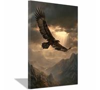 HUYEEI Canvas Quadri Aquile che volano in volo stampe su tela, Adatto per soggiorno, camera da letto, Appartement Bureau ecc.(nero91)-20x30cm Incorniciato