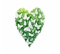 HUYEEI Canvas Quadri Cuore di farfalle verde Cuore - Grandi Dimensioni Quadri Moderni, poster e stampe per casa ufficio cucina decorazione(verde)-70x100cm Non incorniciato