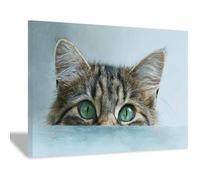 HUYEEI Canvas Quadri, Gatto che guarda fuori dalla finestra, Immagini di arte nordica, Animale Decorazioni Parete per camera da letto moderna decorazione domestica(marrone)-50x70cm Incorniciato