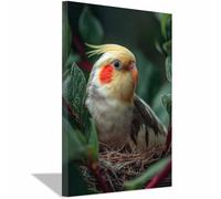 HUYEEI Canvas Quadri Uccelli appollaiati nei loro nidi stampe su tela, Adatto per soggiorno, camera da letto, Appartement Bureau ecc.(verde146)-70x100cm Incorniciato