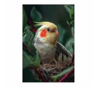 HUYEEI Canvas Quadri Uccelli appollaiati nei loro nidi stampe su tela, Adatto per soggiorno, camera da letto, Appartement Bureau ecc.(verde146)-70x100cm Non incorniciato