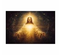 HUYEEI da parete su tela di Gesù Appare la luce sacra Stampa artistica,Dipinto cristiano per camera da letto, soggiorno, ufficio, cucina corridoio(dorato75)-60x90cm Non incorniciato
