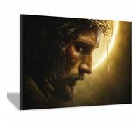 HUYEEI Decorazione murale su tela raffigurante Gesù Aspetto di una corona di salici grande decorazione pittura,arredamento cattolico per chiesa,ufficio, soggiorno,bagno(nero170)-70x100cm Incorniciato
