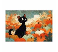 HUYEEI dipinti artistici su tela, Gatto che gioca con i meloni, manifesti e stampe arte della parete per soggiorno decorazione da parete moderna per la casa(policromo)-60x90cm Non incorniciato