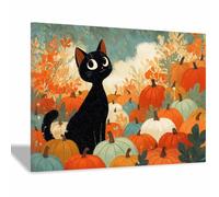 HUYEEI dipinti artistici su tela, Gatto che gioca con i meloni, manifesti e stampe arte della parete per soggiorno decorazione da parete moderna per la casa(policromo)-60x90cm Incorniciato