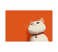 HUYEEI dipinti artistici su tela, Gatto che guarda in alto, manifesti e stampe arte della parete per soggiorno decorazione da parete moderna per la casa(arancione)-50x70cm Non incorniciato