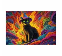 HUYEEI dipinti artistici su tela, Gatto che indossa un cappello, manifesti e stampe arte della parete per soggiorno decorazione da parete moderna per la casa(policromo)-30x50cm Non incorniciato