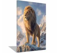 HUYEEI dipinti artistici su tela Vertice dei leoni manifesti e stampe arte della parete per soggiorno decorazione da parete moderna per la casa(marrone185)-70x100cm Incorniciato