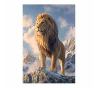 HUYEEI dipinti artistici su tela Vertice dei leoni manifesti e stampe arte della parete per soggiorno decorazione da parete moderna per la casa(marrone185)-60x80cm Non incorniciato