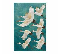 HUYEEI Dipinto Di Animali Gru che volano insieme dipinti su tela, quadretti da parete, Adatto per camera da letto, soggiorno, ecc decorazioni per la casa(blu84)-40x60cm Non incorniciato