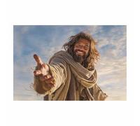 HUYEEI Dipinto in stile classico di Gesù Cristo Allungarsi verso l'orizzonte stampa murale con figura religiosa, per soggiorno, camera da letto, chiesa, ospedale(bianco47)-60x80cm Non incorniciato