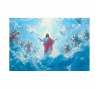 HUYEEI Dipinto in stile classico di Gesù Cristo Santo Avvicinarsi al Cielo stampa murale con figura religiosa, per soggiorno, camera da letto, chiesa, ospedale(blu187)-60x80cm Non incorniciato