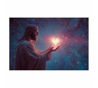 HUYEEI Dipinto in stile classico di Gesù Cristo Sostenere la luce del cuore stampa murale con figura religiosa, per soggiorno, camera da letto, chiesa, ospedale(blu77)-40x60cm Non incorniciato