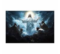 HUYEEI Immagini di decorazioni murali spirituali cristiane Manifestare i Santi stampe di dipinti, poster religiosi,opere d'arte per soggiorno,camera da letto,chiesa(blu09)-60x90cm Non incorniciato