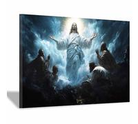 HUYEEI Immagini di decorazioni murali spirituali cristiane Manifestare i Santi stampe di dipinti, poster religiosi,opere d'arte per soggiorno,camera da letto,chiesa(blu09)-40x60cm Incorniciato