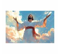 HUYEEI Immagini di decorazioni murali spirituali cristiane Pregare nel Cielo stampe di dipinti, poster religiosi,opere d'arte per soggiorno,camera da letto,chiesa(bianco19)-70x100cm Non incorniciato