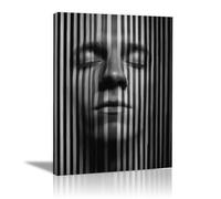 HUYEEI Moderna In Bianco E Nero Fotomurali Volto nascosto tra le linee Moda alla moda Decorazione da Muro,Design Cameretta Carta ufficio per Pareti Soggiorn(In bianco e nero)-40x60cm Incorniciato