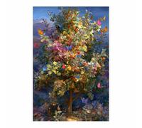 HUYEEI Paesaggio Quadro su tela Albero con farfalle che giocano Forma Semplice Arte della Parete E Stampe Poster Moderni, per soggiorno, camera da letto corridoio(verde102)-70x100cm Non incorniciato