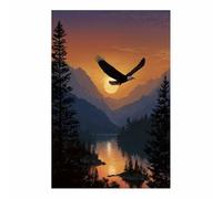 HUYEEI Quadro su tela Aquile che inseguono il sole Paesaggio Naturale, quadro moderno, Stampe su Tela Decorazione Parete per Camera Ufficio Sala(nero116)-70x100cm Non incorniciato