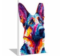 HUYEEI Quadro su tela Cane che guarda i colori Forma Semplice Arte della Parete E Stampe Poster Moderni per soggiorno, camera da letto corridoio(multicolore38)-40x60cm Incorniciato