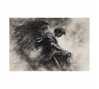 HUYEEI Quadro Su Tela Da, Ali Oscure che Impugnano Spade, stampe moderne e poster, Wall Art for Living Room Corridoio dell'appartamento Home Decoration(grigio)-60x90cm Non incorniciato