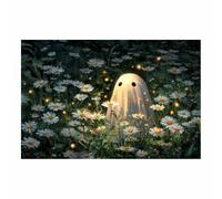HUYEEI Quadro su tela Fantasmi tra i fiori Halloween Arte della Parete E Stampe Poster Moderni, per soggiorno, camera da letto corridoio(bianco32)-70x100cm Non incorniciato