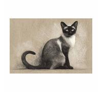 HUYEEI Quadro su tela, Gatto seduto che guarda, Forma Semplice Arte della Parete E Stampe Poster Moderni, per soggiorno, camera da letto corridoio(nero)-50x70cm Non incorniciato