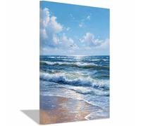 HUYEEI Quadro su tela Uccelli marini in volo Paesaggio Naturale, quadro moderno, Stampe su Tela Decorazione Parete per Camera Ufficio Sala(blu181)-70x100cm Incorniciato