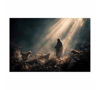 HUYEEI Stampa artistica di Gesù Camminare sulle spiagge pittura religioso,adatto per la decorazione murale in chiesa,sala di preghiera,cristianesimo,scuola,ospedale(nero68)-20x30cm Non incorniciato