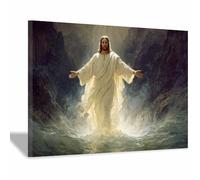 HUYEEI Stampa artistica di Gesù L'acqua si muove attraverso la valle. pittura religioso,adatto per la decorazione murale in sala di preghiera,cristianesimo,ospedale(bianco138)-60x80cm Incorniciato