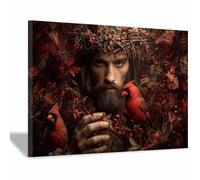 HUYEEI Stampa su tela Ornato con una corona di spine con immagine di Gesù immagine decorativa da parete, poster nordico, per soggiornoCamera da letto Corridoio(rosso54)-70x100cm Incorniciato