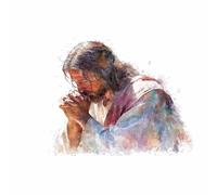 HUYEEI Stampa su tela Santo Pregare con immagine di Gesù immagine decorativa da parete, poster nordico, per soggiornoCamera da letto Corridoio(bianco184)-70x100cm Non incorniciato