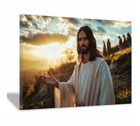 HUYEEI su Tela Gesù Cristo Chiamare Prima del Pendio STAMPA SU TELA Quadri Moderni Moderno Arte Astratto Cucina Soggiorno Camera da letto(bianco11)-60x80cm Incorniciato