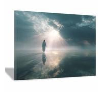 HUYEEI su Tela Gesù Cristo L'acqua si muove con la luce STAMPA SU TELA Quadri Moderni Moderno Arte Astratto Cucina Soggiorno Camera da letto(blu141)-40x60cm Incorniciato