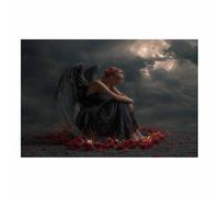 HUYEEI Wings Canvas Painting, Ali della morte che piangono alla luna, Art HD Print Poster Su Immagini for Living Room Corridoio dell'appartamento Home Decoration(nero)-60x90cm Non incorniciato
