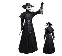 Huyeruie Costume da sacerdote, costume horror per adulti, per Halloween, cosplay, dottore, travestimento da prete medievale, colore nero