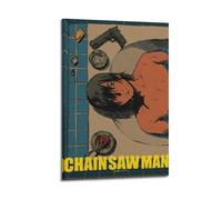 HUYREWHUYUU Poster decorativo da parete a tema anime Chainsaw Man in stile vintage, decorazione artistica da parete per soggiorno, camera da letto, 30 x 45 cm, con cornice