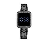 HUYTBYG Il display a LED tocca il grande schermo da donna elettronico orologi orologi da donna con cinturino in pelle, Nero , One Size