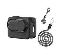 HUYUAWA - Custodia protettiva in silicone compatibile con Insta360 GO 3S, copriobiettivo con cordino per accessori per action camera Insta 360 GO 3S, colore: nero
