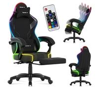 huzaro Force 3.7 RGB Black | Sedia da gioco con illuminazione RGB, cuscino cervicale e lombare | Sedia ergonomica girevole con schienale e poggiapiedi regolabili | Cilindro a pressione a gas | Ruote