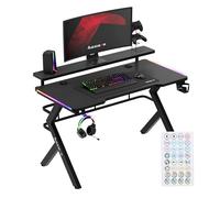 huzaro Hero 5.0 RGB, luci a LED, tavolo da gioco, scrivania per computer, ufficio, studio, giocatore, supporto per monitor, gancio per cuffie, porta bevande, tavolo in carbonio, 120 x 60 cm, nero
