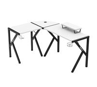 huzaro Hero 6 3 Corner Desk Gaming Desk Computer Table Tavolo ergonomico da tavolo in carbonio Mobili da ufficio Gancio per cuffie Supporto per bevande 154x117x48, Bianco