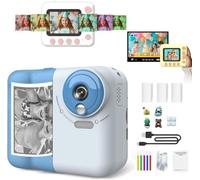 Huzeye Snapalette Printcam, mini fotocamera sportiva HD, fotocamera a stampa istantanea per bambini, video HD 1080p, zoom 10x, time lapse, può immaginare video/giochi puzzle/MP3, fotocamera per