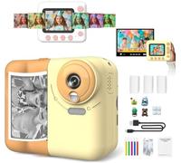 Huzeye Snapalette Printcam, mini fotocamera sportiva HD, fotocamera a stampa istantanea per bambini, video HD 1080p, zoom 10x, time lapse, può immaginare video/giochi puzzle/MP3, fotocamera per