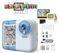 Huzeye Snapalette Printcam, mini fotocamera sportiva HD, fotocamera a stampa istantanea per bambini, video HD 1080p, zoom 10x, time lapse, può immaginare video/giochi puzzle/MP3, fotocamera per