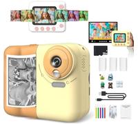 Huzeye Snapalette Printcam, mini fotocamera sportiva HD, fotocamera a stampa istantanea per bambini, video HD 1080p, zoom 10x, time lapse, può immaginare video/giochi puzzle/MP3, fotocamera per