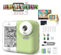 Huzeye Snapalette Printcam, mini fotocamera sportiva HD, fotocamera a stampa istantanea per bambini, video HD 1080p, zoom 10x, time lapse, può immaginare video/giochi puzzle/MP3, fotocamera per