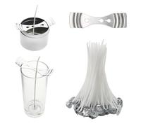 HUZNA 100 Pezzi Stoppini di Naturali Candela,Stoppino per Candele 10 CM,con Pratico Supporto per Stoppino,para Fabbricazione di Candele Candela Fai da Te